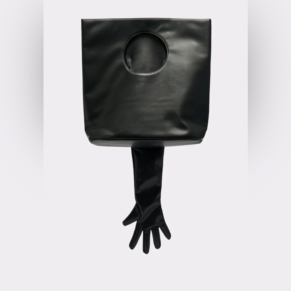 Akira Black Post Me Glove Purse Elegant Black Leather Tote Bag